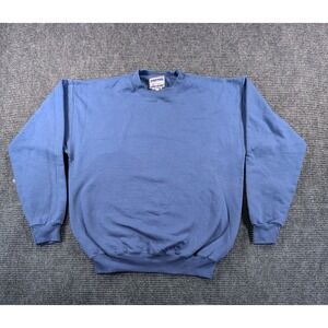 Hanes‎ Sweatshirt Womens M Blue Cotton Fleece Lined Ribbed Gym Running Athletic